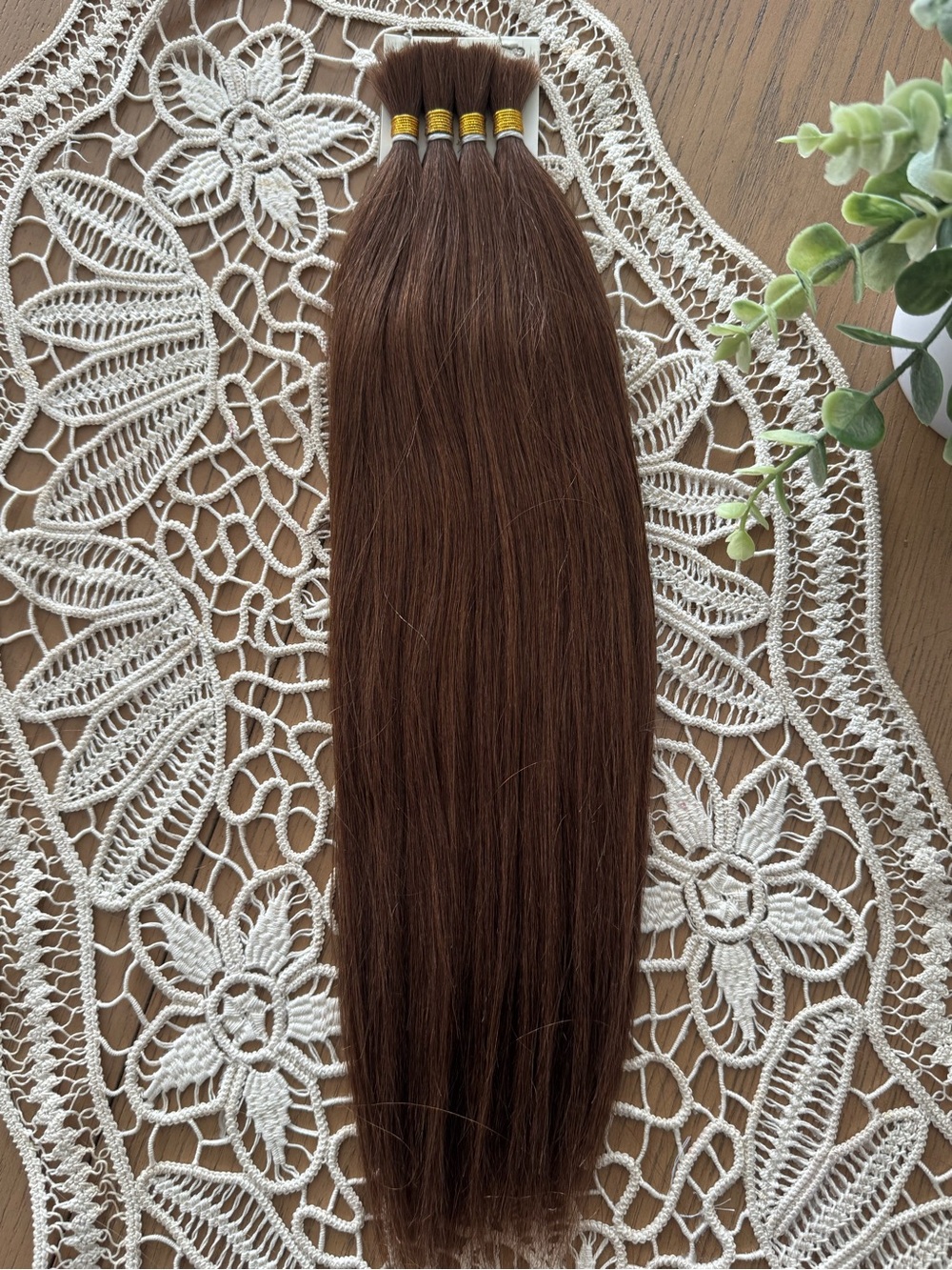 100% Human Hair Bulk Extensions Color #6 Light Brown 16” 100g Straight